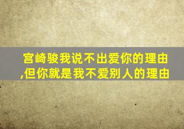 宫崎骏我说不出爱你的理由,但你就是我不爱别人的理由