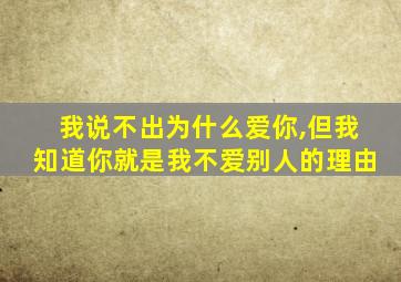 我说不出为什么爱你,但我知道你就是我不爱别人的理由