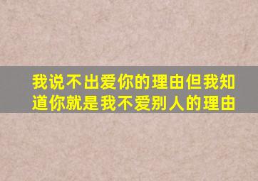 我说不出爱你的理由但我知道你就是我不爱别人的理由