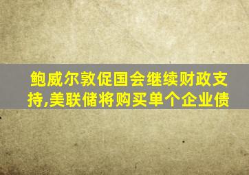 鲍威尔敦促国会继续财政支持,美联储将购买单个企业债